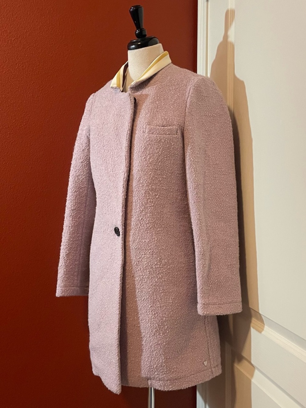 Scotch & Soda Women’s Classic Pastel Wool Blend One Button Teddy Coat